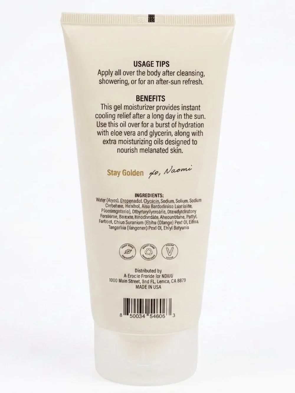 KINLO Cooling Body Gel Moisturizer with Soothing Aloe Vera and Glycerin 6 oz.